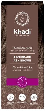 KHADI natūralūs augaliniai dažai plaukams Ash Brown Pelenų ruda spalva