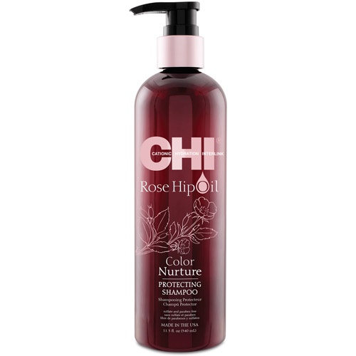 CHI Rose Hip Oil šampūnas dažytiems plaukams su erškėtuogių aliejumi