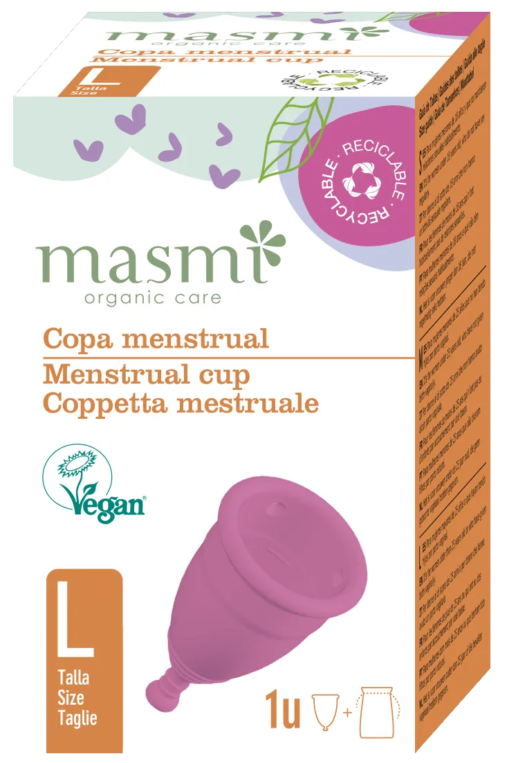 MASMI Hipoalerginė ekologiška menstruacinė daugkartininio naudojimo taurelė dydis L