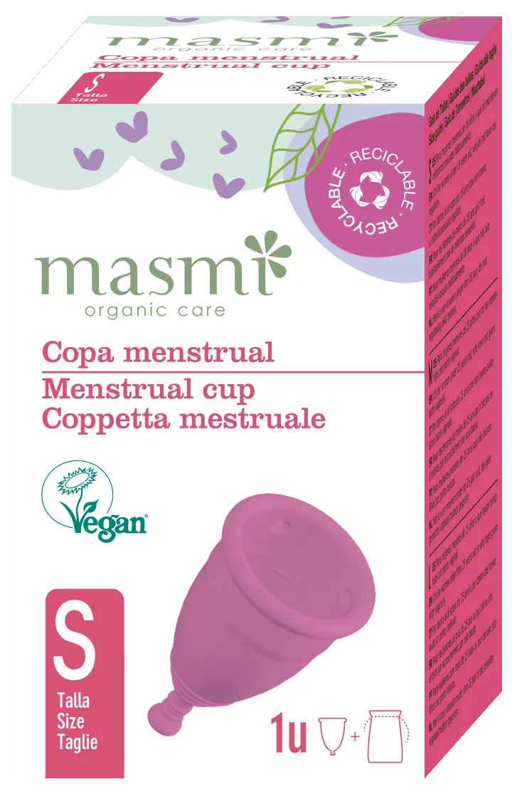 MASMI Hipoalerginė ekologiška menstruacinė daugkartininio naudojimo taurelė dydis S