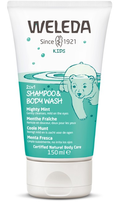 WELEDA Kids 2in1 Shampoo and Body Wash Mighty Mint natūralus šampūnas ir prausiklis vaikams