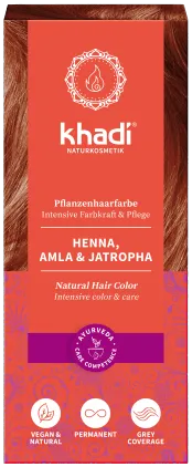 KHADI Natūralūs augaliniai plaukų dažai Henna Amla ir Jatropha
