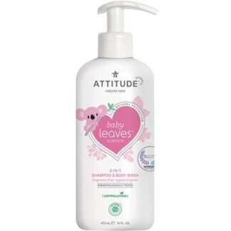 Attitude natūralus Baby Leaves 2-in-1 Bekvapis hipoalerginis šampūnas ir kūno prausiklis kūdikiams, 473 ml