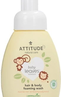 Plaukų ir kūno prausimosi putos kūdikiams su kriaušių aromatu „2 in 1“ Attitude