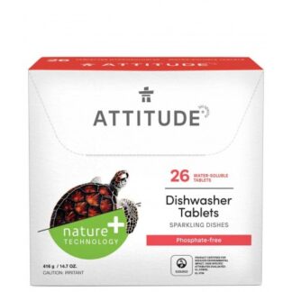 ATTITUDE Dishwasher Eco-Pouches Ekologiškos tabletės indaplovėms „Viskas viename“ 26 pak. (520 g)