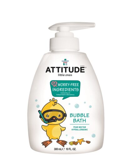 ATTITUDE Little Ones Sensitive natūralios hipoalergiškos vonios putos su kriaušių aromatu, 295 ml