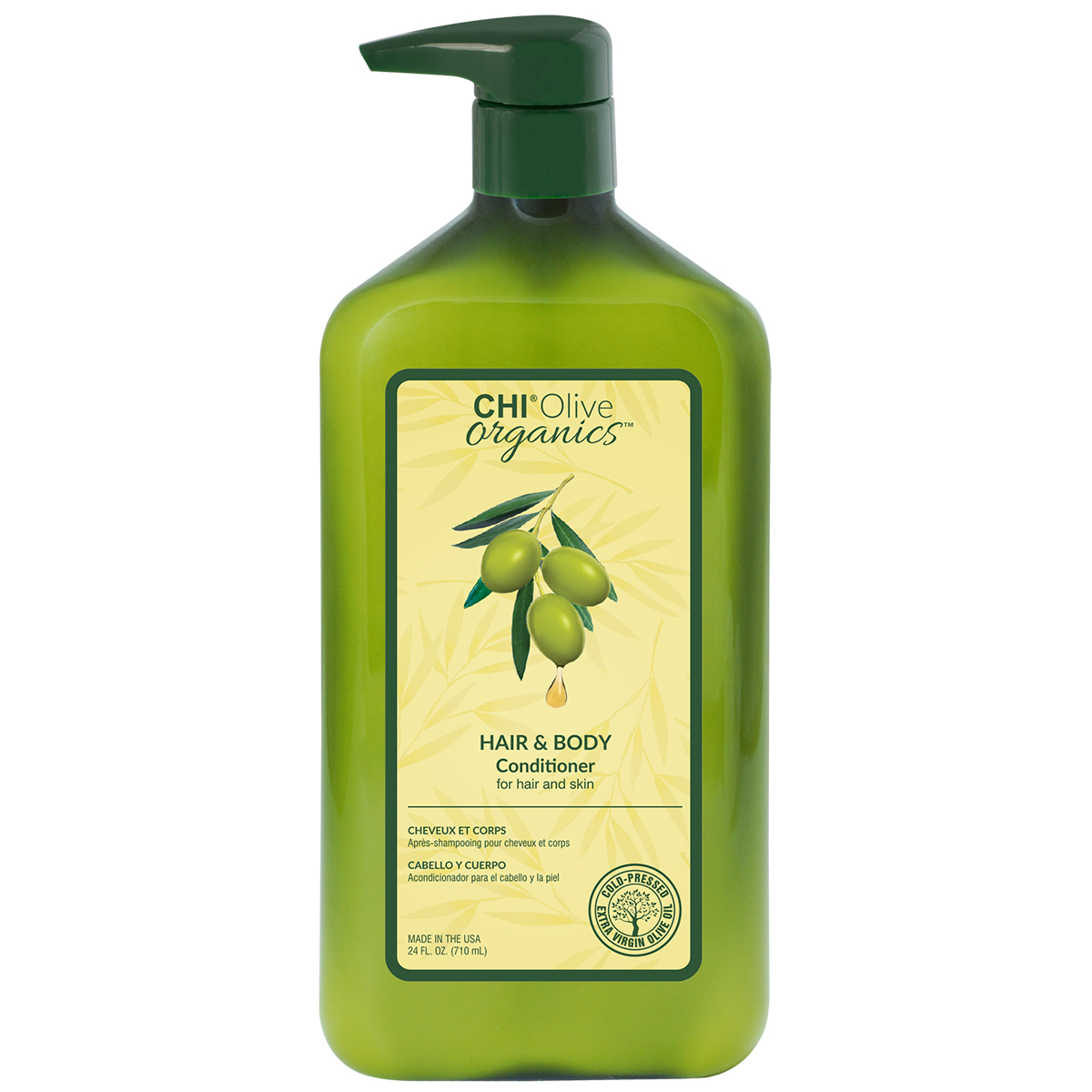 FAROUK CHI Olive Organics plaukų ir kūno kondicionierius su ekologišku alyvuogių aliejumi, 710ml