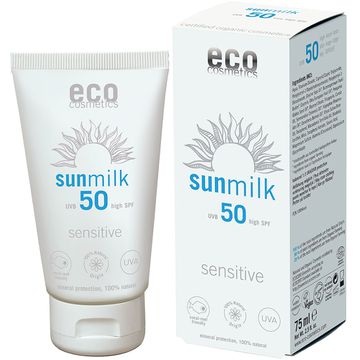 ECO cosmetics ekologiškas apsauginis pienelis nuo saulės jautriai odai SPF 50, 75ml