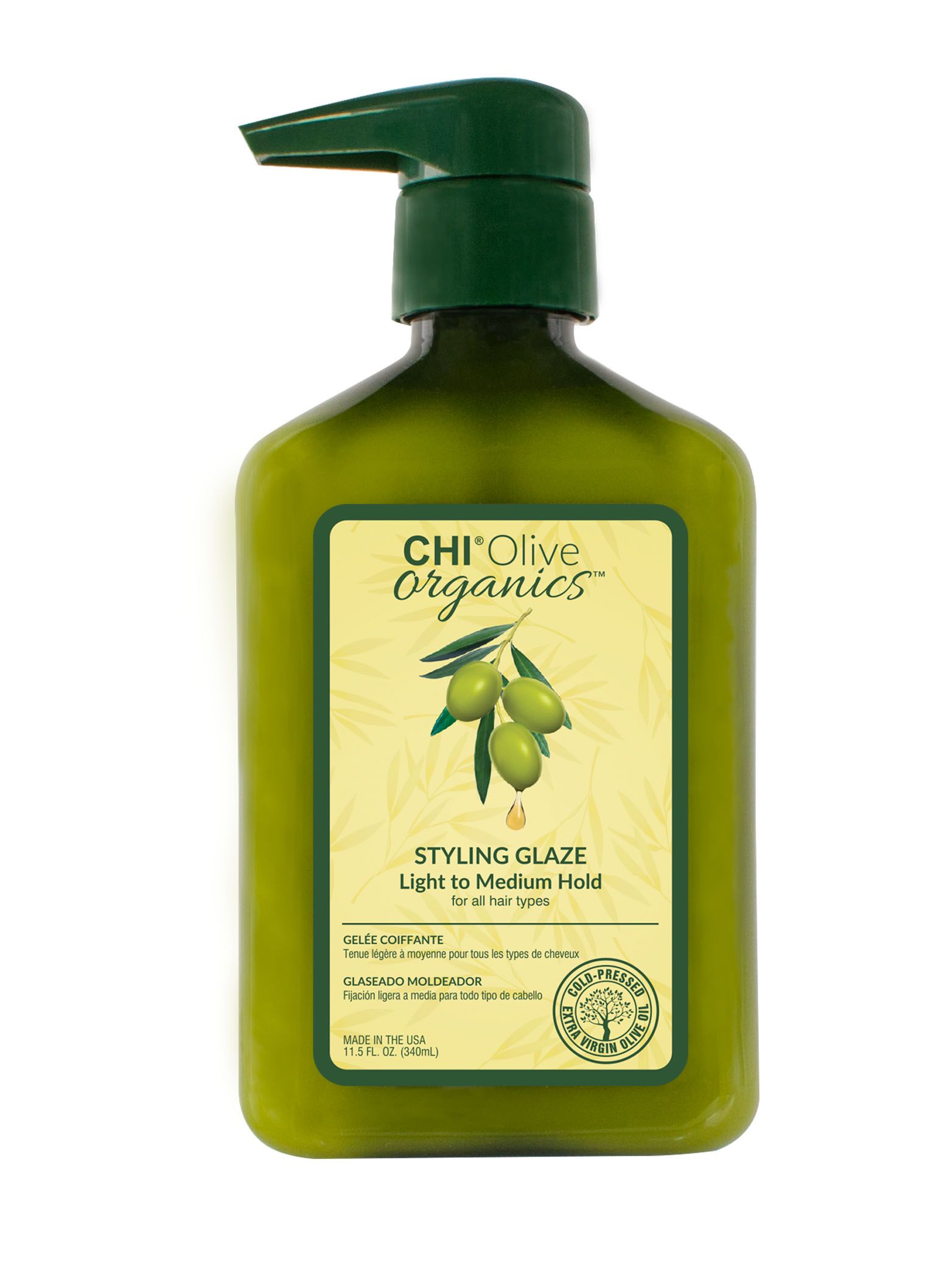 FAROUK CHI Olive Organics modeliavimo glazūra plaukams su ekologišku alyvuogių aliejumi, 340 ml