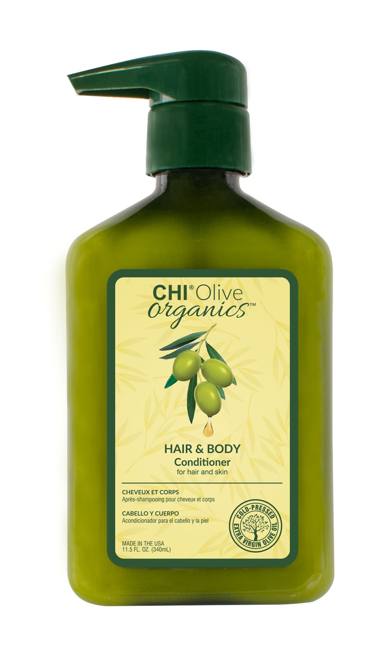 FAROUK CHI Olive Organics plaukų ir kūno kondicionierius su ekologišku alyvuogių aliejumi, 340 ml