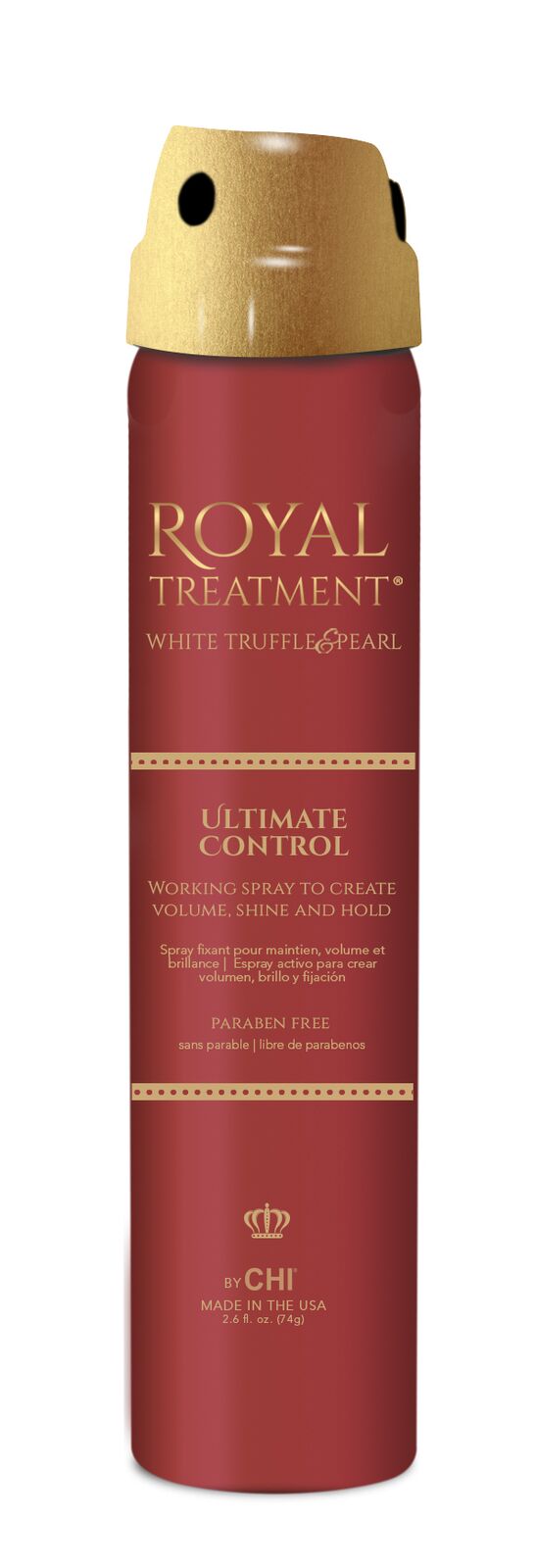 FAROUK CHI Royal plaukams apimties priduodantis lakas Ultimate Control, 74g