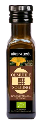 Ölmühle Solling Ekologiškas moliūgų sėklų aliejus odai, maistui ir gydymui, 100ml