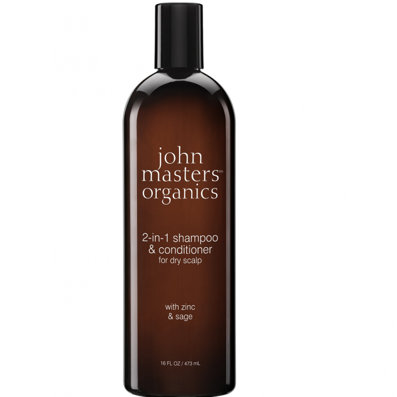 JOHN MASTERS ORGANICS Ekologiškas cinko ir šalavijų šampūnas kartu su kondicionieriumi, numalšinti niežulį ir pleiskanojimą, 473 ml