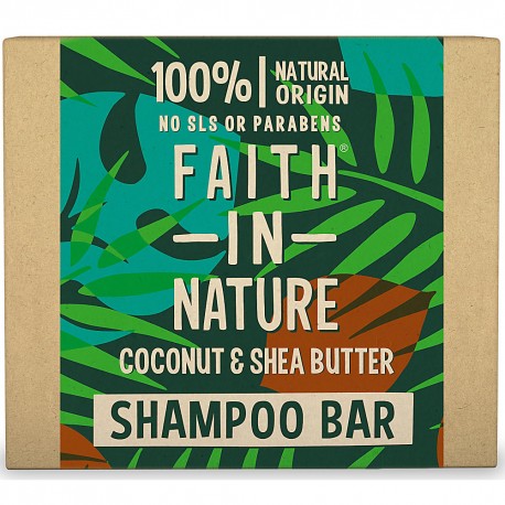 FAITH IN NATURE Natūralus kietasis šampūnas su kokosų ir sviestmedžių aliejais