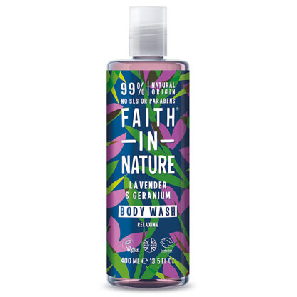 FAITH IN NATURE Lavender & Geranium natūralus levandų ir pelargonijų dušo gelis, 400ml
