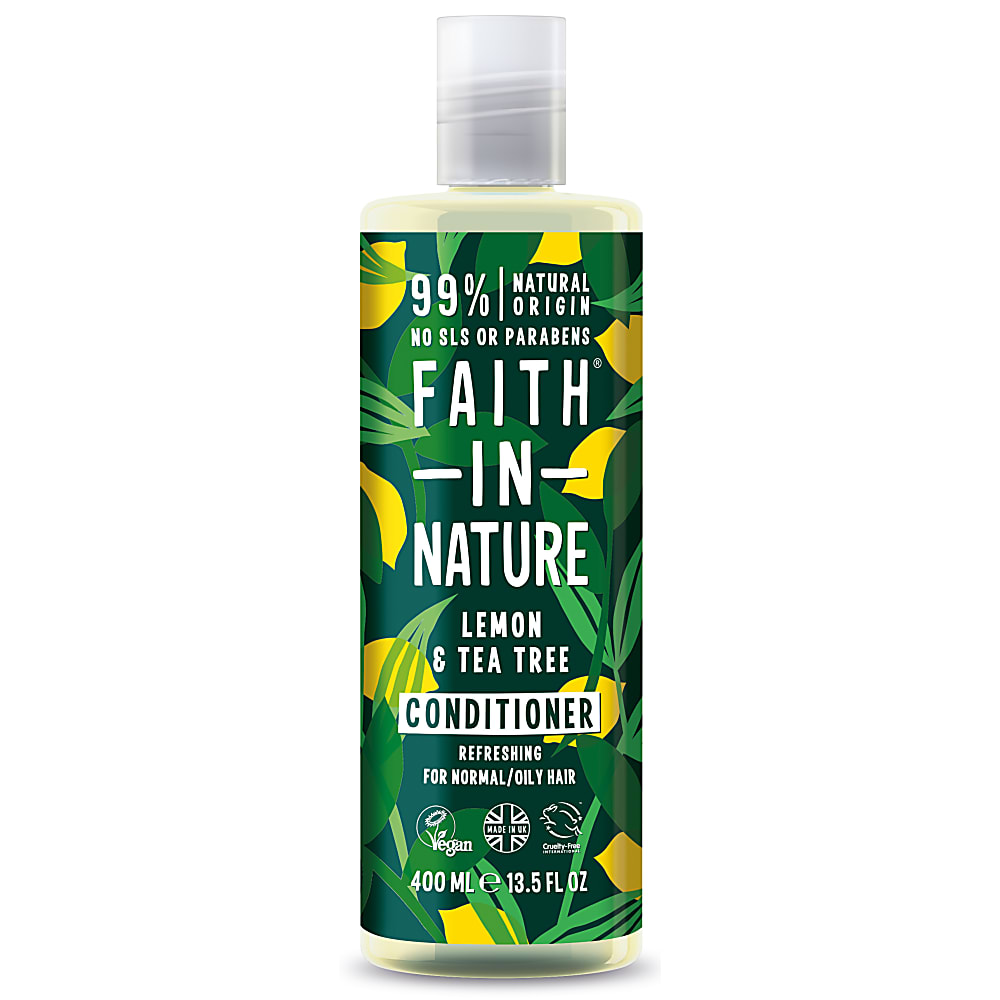 FAITH IN NATURE Lemon&Tea Tree Natūralus Citrinų ir arbatmedžių kondicionierius normaliems, riebiems plaukams, 400ml