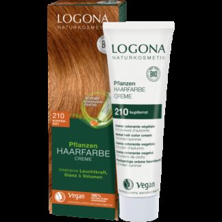 LOGONA Herbal Hair Dye Cream 210 Copper Red Natūralūs augaliniai kreminiai plaukų dažai, 150ml