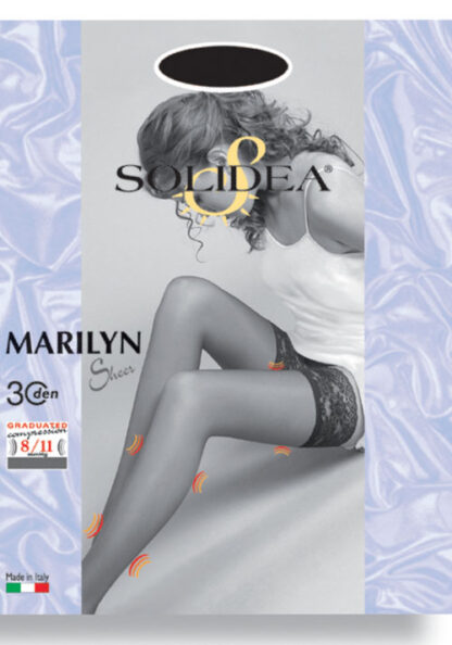 SOLIDEA Marilyn 30 Sheer kompresinės kojinės iki pusės šlaunų, 6 spalvos, 4 dydžiai