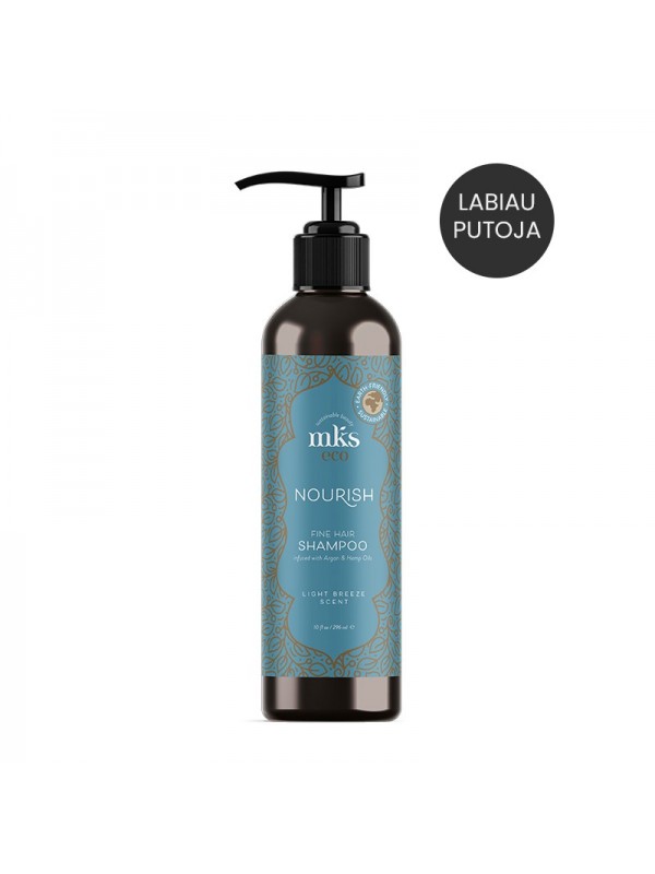 MKS eco NOURISH SHAMPOO LIGHT BREEZE ekologiškas maitinantis šampūnas ploniems plaukams, 296ml