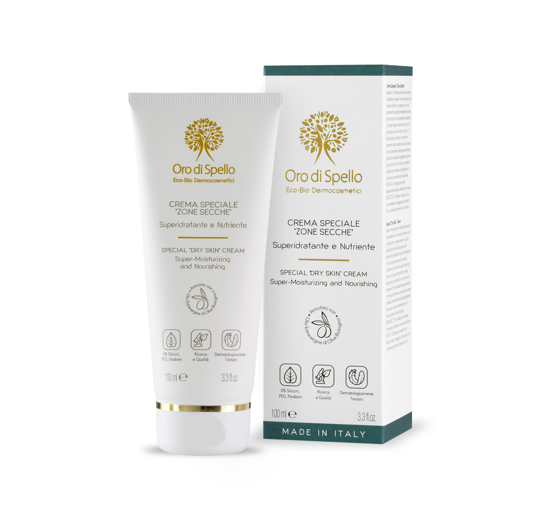 Oro di Spello Special Dry Skin Cream Ekologiškas Intensyviai drėkinantis ir maitinantis kremas ypač sausoms kūno vietoms