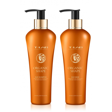 KOSMETIKA PLAUKAMS / T-LAB Professional Shape Dua ekologiškas rinkinys garbanotiems plaukams: šampūnas 300 ml + kondicionierius 300 ml