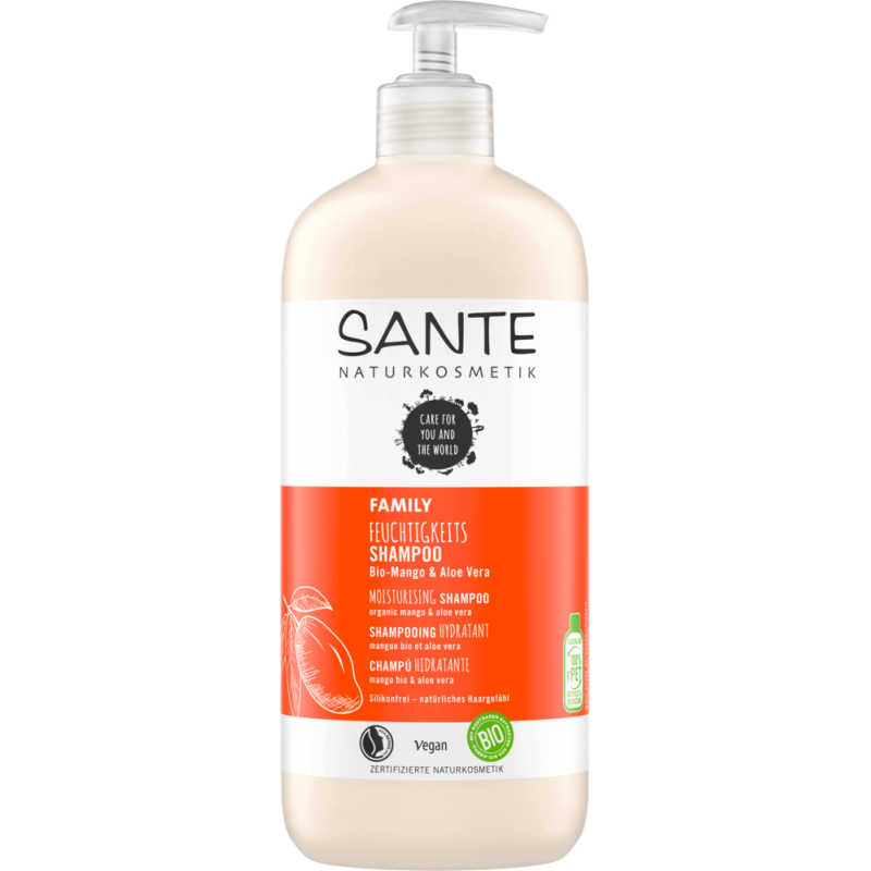 SANTE Family natūralus drėkinamasis šampūnas su mangais ir alavijais, 500 ml
