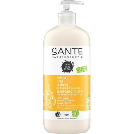 SANTE natūralus atkuriamasis šampūnas su alyvuogių aliejumi ir žirnių baltymais