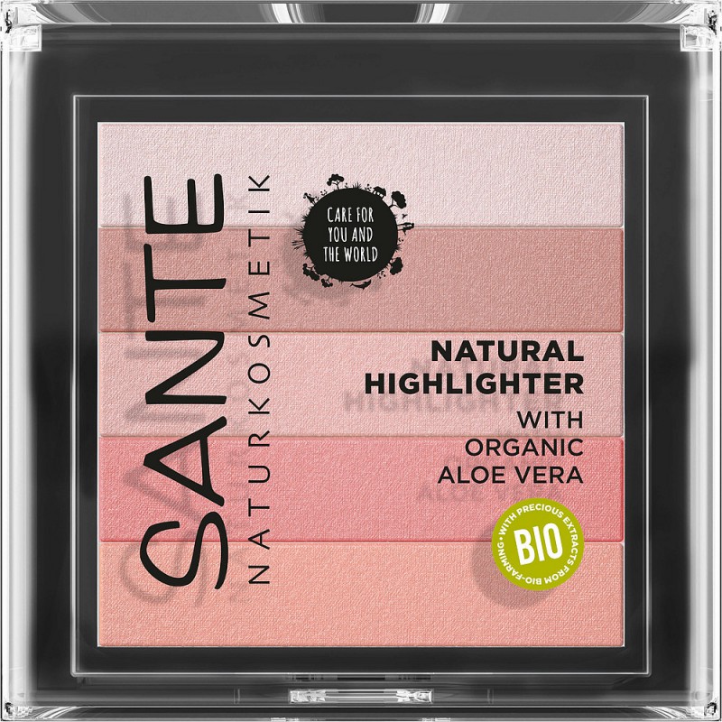 Sante Natural Highlighter natūrali kompaktinė šviesą atspindinti priemonė 02 Rose, 7 g