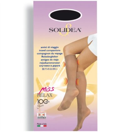 SOLIDEA Miss Relax 100 sheer kompresinės kojinaitės iki kelių, 3 spalvos, 3 dydžiai