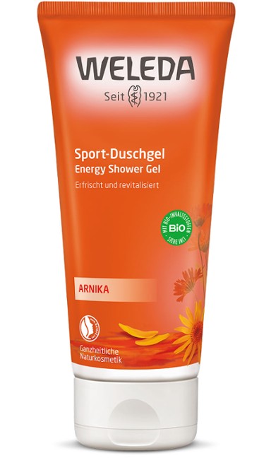 WELEDA Arnica Sports Shower Gel natūrali sportuojantiesiems skirta dušo želė su arnikomis