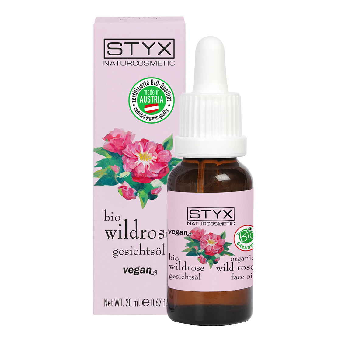 STYX Natūralus NATURCOSMETIC Laukinių rožių veido aliejus, maitina veido odą, 20 ml