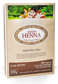 INDIAN HENNA 100% natūralūs indiški augaliniai plaukų dažai Chna, tamsiai rudi, 100g