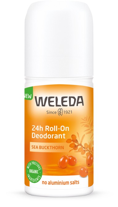 WELEDA Sanddorn 24h Deo Roll On natūralus rutulinis 24 val poveikio dezodorantas su šaltalankiais