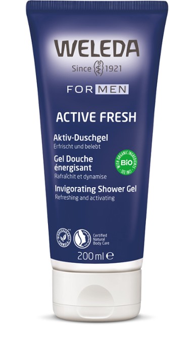 WELEDA Mens Active Fresh Shower Gel natūralus energijos suteikiantis dušo gelis vyrams