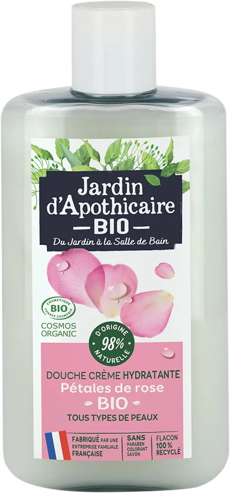 Jardin d Apothicaire ekologiškas drėkinantis dušo kremas su rožių žiedlapiais