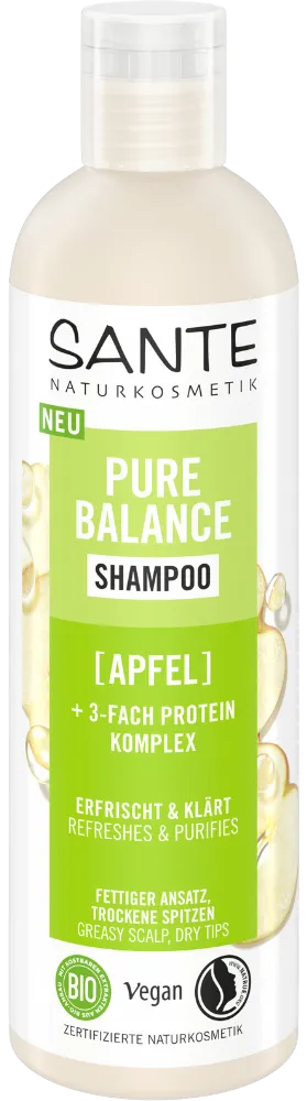 SANTE natūralus šampūnas su obuoliais ir baltymais PURE BALANCE